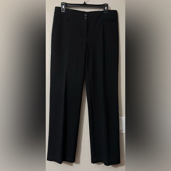 Eileen Fisher Soft Viscose Classic Black Straight Leg Pants. 2 Button Closure. - Picture 1 of 12